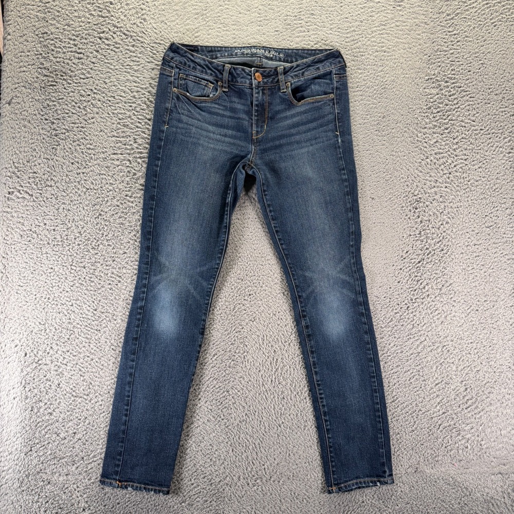 American Eagle Outfitters Jeans Womens 10 Blue Cotton Denim Skinny Faded Stretch